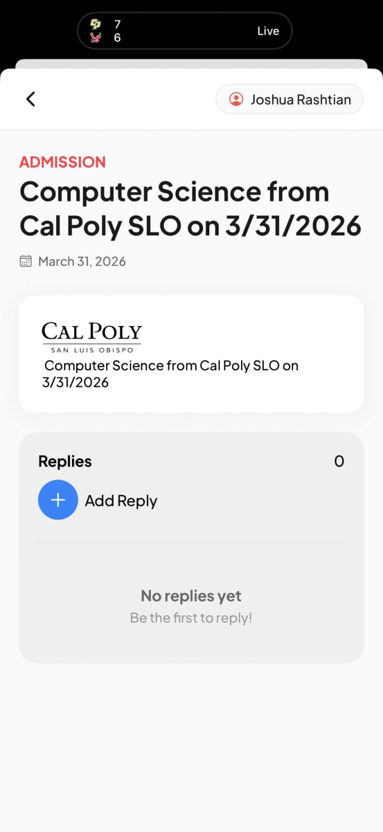 MESAMobile admission post